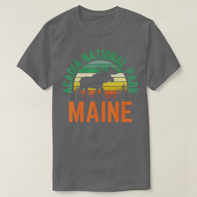 Acadia National Park Maine Bar Harbor Moose Retro  T-Shirt (Design Front)