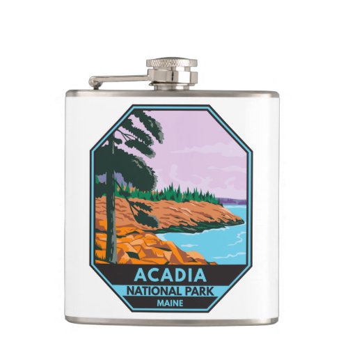 Acadia National Park Maine Bar Harbor Vintage Flask