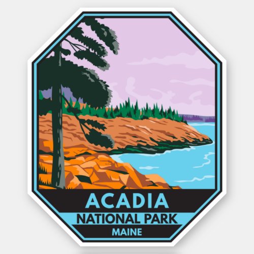 Acadia National Park Maine Bar Harbor Vintage Sticker