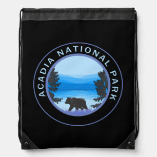 Acadia National Park Maine Bear Drawstring Bag
