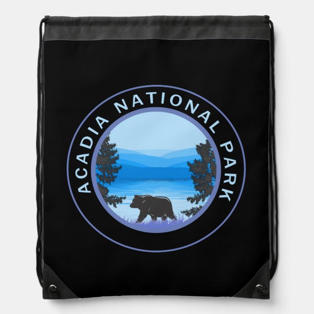 Acadia National Park Maine Bear Drawstring Bag (Front)
