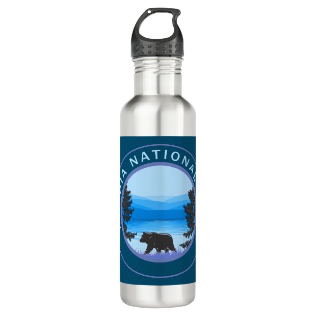 Acadia National Park Maine Bear Stainless Steel Water Bottle (Front)