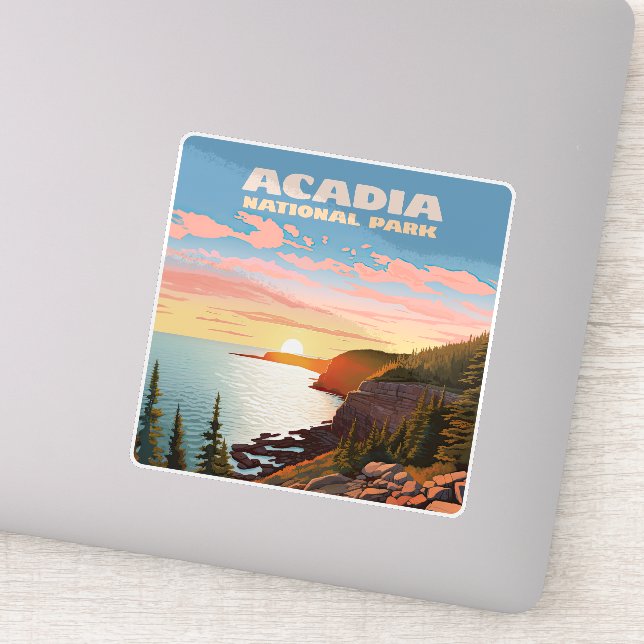 Acadia National Park Maine Coast Retro Sticker (Detail)