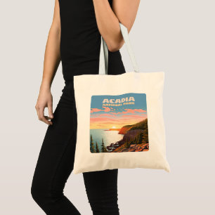 Acadia National Park Maine Coast Retro Tote Bag