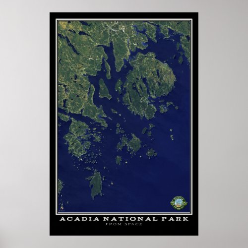 Acadia National Park Maine From Space Satellite Poster