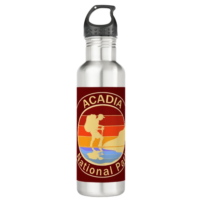 Acadia National Park Maine Hiking Stainless Steel Water Bottle (Front)