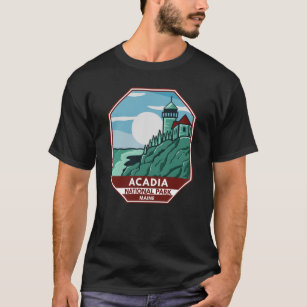 Acadia National Park Maine Lighthouse Retro Emblem T-Shirt