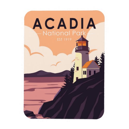 Acadia National Park Maine Lighthouse Vintage Magnet