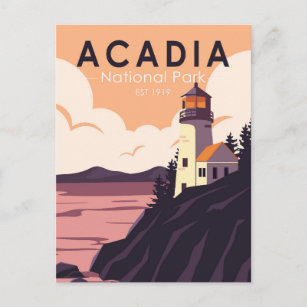 Acadia National Park Maine Lighthouse Vintage Postcard