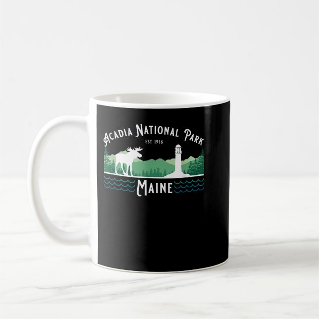 Acadia National Park Maine Moose Lighthouse Souven Coffee Mug (Left)