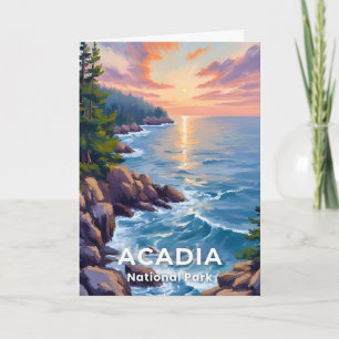 Acadia National Park Maine Painting Travel Art Card