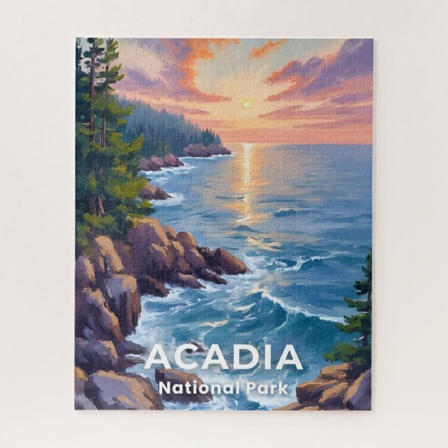 Acadia National Park | Maine Painting Travel Art Jigsaw Puzzle (Vertical)
