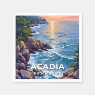 Acadia National Park   Maine Painting Travel Art Napkins