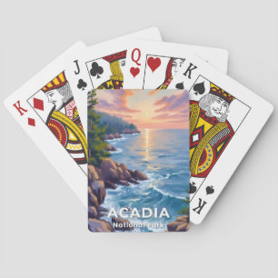 Acadia National Park Maine Painting Travel Art Poker Cards