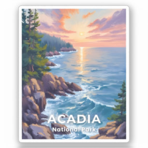 Acadia National Park Maine Painting Travel Art Sticker