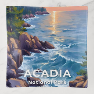 Acadia National Park Maine Painting Travel Art Trinket Tray