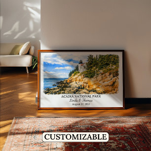 Acadia National Park Maine Poster, Watercolor Poster