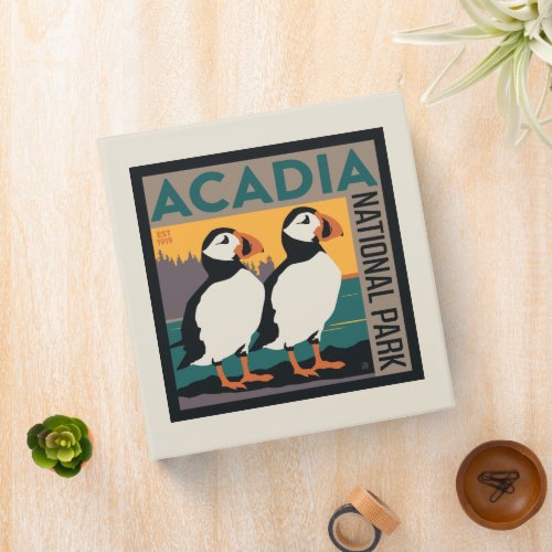 Acadia National Park Maine  Puffins 3 Ring Binder
