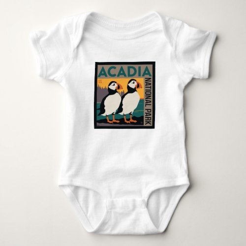 Acadia National Park Maine  Puffins Baby Bodysuit