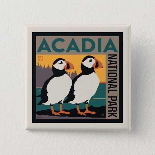 Acadia National Park Maine  Puffins Button