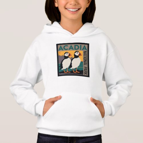 Acadia National Park Maine  Puffins Hoodie