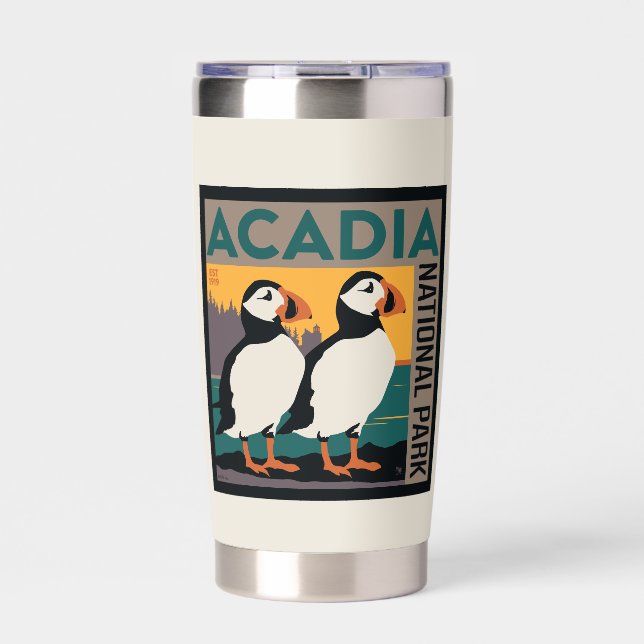 Acadia National Park, Maine | Puffins Insulated Tumbler (Front)