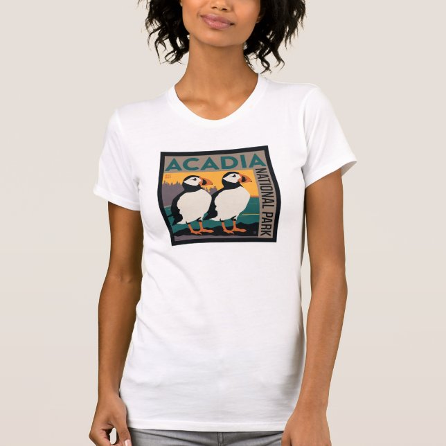 Acadia National Park, Maine | Puffins T-Shirt (Front)