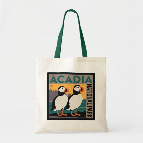Acadia National Park Maine  Puffins Tote Bag