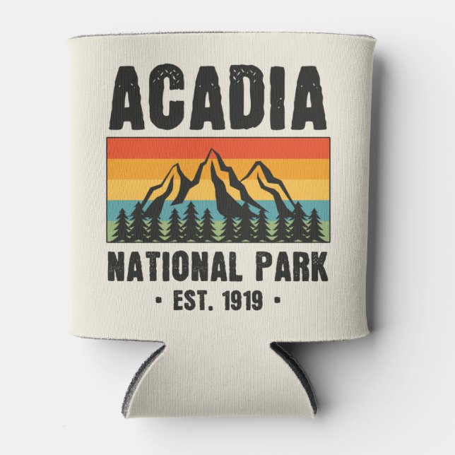 Acadia National Park, Maine Retro Vintage Can Cooler (Front)