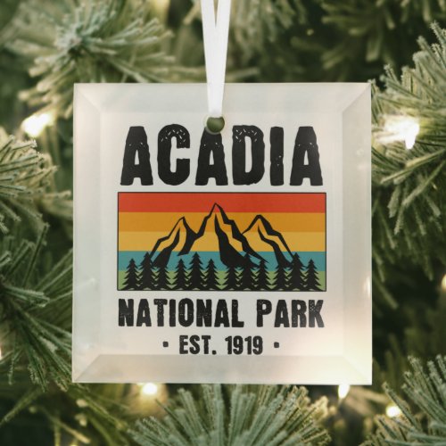Acadia National Park, Maine Retro Vintage Glass Ornament