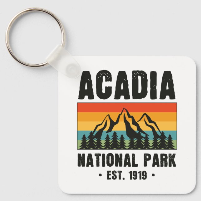 Acadia National Park, Maine Retro Vintage Keychain (Front)