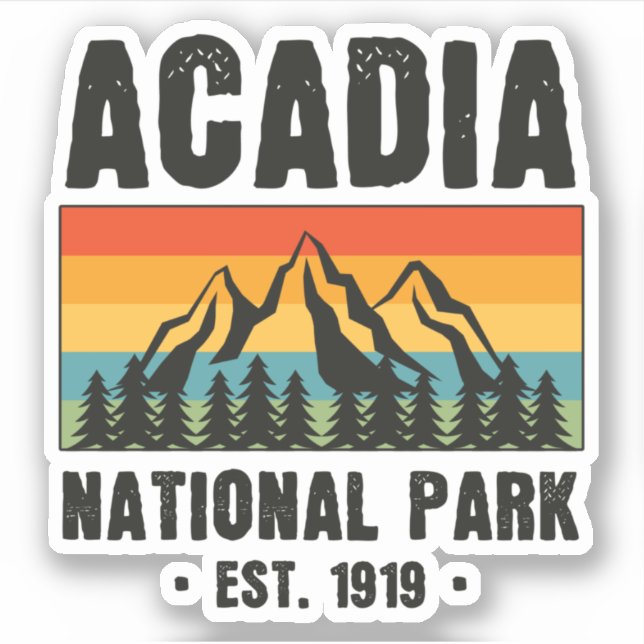 Acadia National Park, Maine Retro Vintage Sticker (Front)