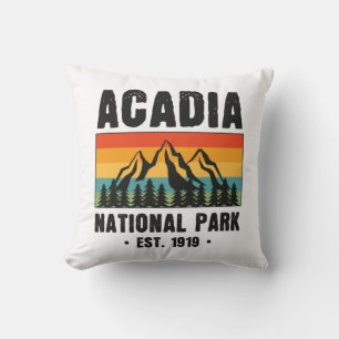 Acadia National Park, Maine Retro Vintage Throw Pillow