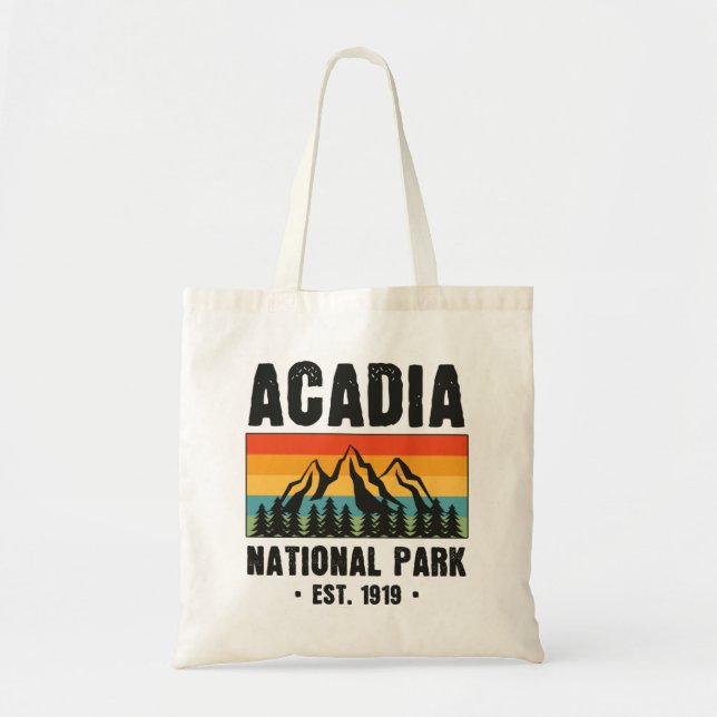 Acadia National Park, Maine Retro Vintage Tote Bag (Front)