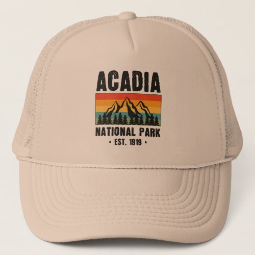 Acadia National Park Maine Retro Vintage Trucker Hat