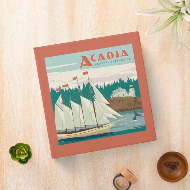 Acadia National Park, Maine | Sailboat & Whale 3 Ring Binder (In Situ)