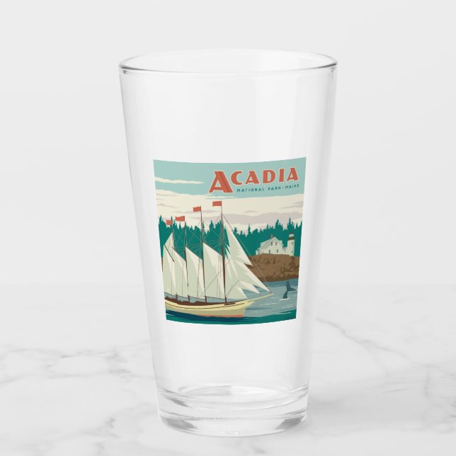 Acadia National Park, Maine | Sailboat & Whale Glass (Front)