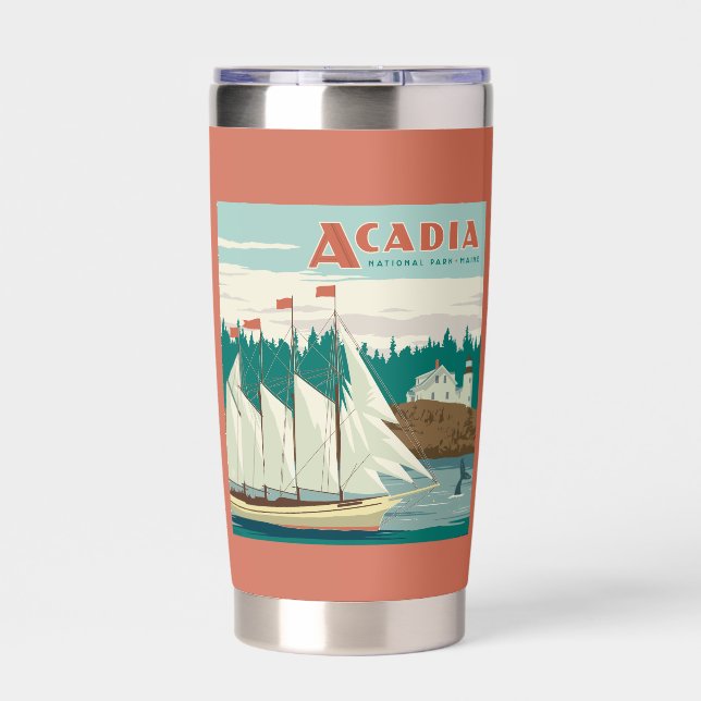 Acadia National Park, Maine | Sailboat & Whale Insulated Tumbler (Front)