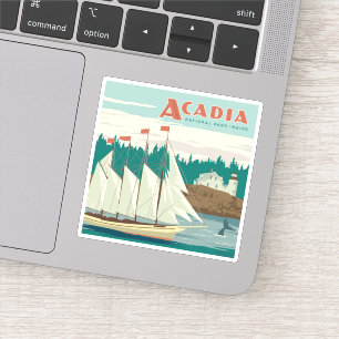 Acadia National Park, Maine Sailboat & Whale Sticker