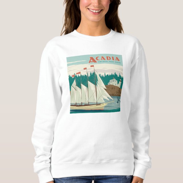 Acadia National Park, Maine | Sailboat & Whale Sweatshirt (Front)