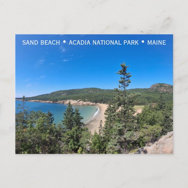 Acadia National Park Maine Sand Beach Travel Photo Postcard (Front)