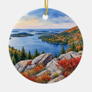 Acadia National Park Maine Watercolor Ceramic Ornament