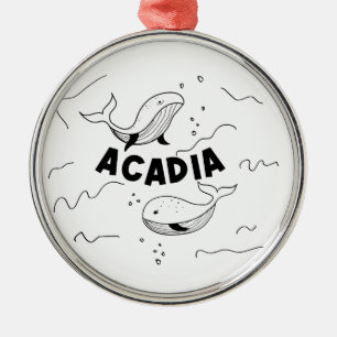 Acadia National Park Maine Whales Metal Ornament