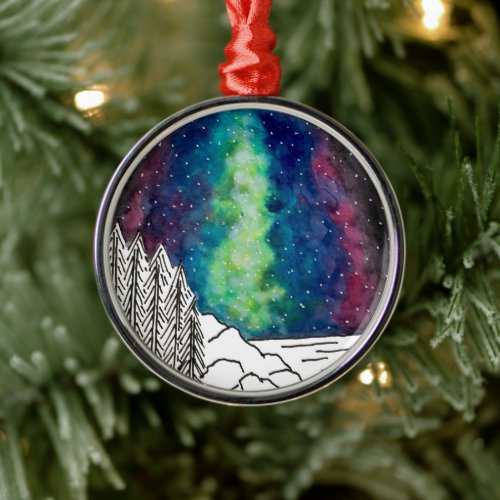 Acadia National Park Northern Lights Metal Ornament