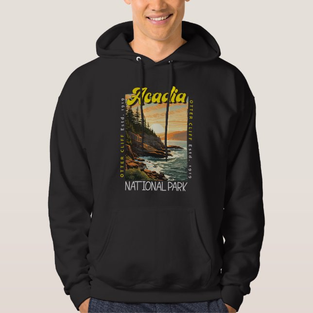 Acadia National Park Otter Cliff Distressed Hoodie (Front)