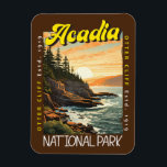 Acadia National Park Otter Cliff Distressed Magnet<br><div class="desc">Acadia vector artwork design. Acadia National Park is primarily on Maine's Mount Desert Island. Its landscape is marked by woodland,  rocky beaches and glacier-scoured granite peaks such as Cadillac Mountain.</div>