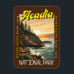 Acadia National Park Otter Cliff Distressed Magnet<br><div class="desc">Acadia vector artwork design. Acadia National Park is primarily on Maine's Mount Desert Island. Its landscape is marked by woodland,  rocky beaches and glacier-scoured granite peaks such as Cadillac Mountain.</div>