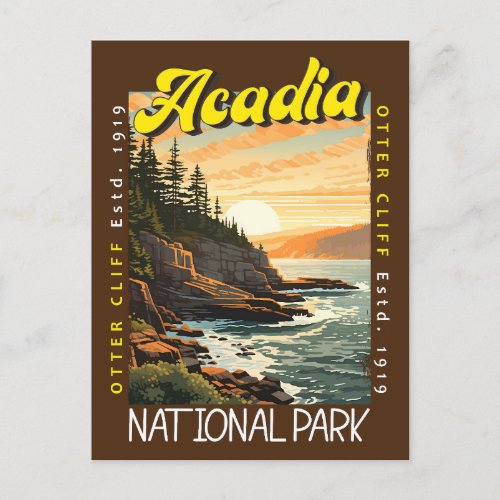 Acadia National Park Otter Cliff Distressed Postcard