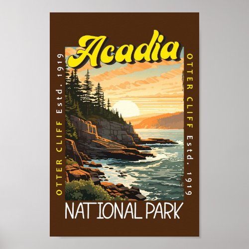 Acadia National Park Otter Cliff Distressed Poster