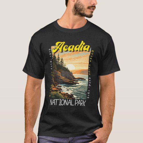 Acadia National Park Otter Cliff Distressed T_Shirt